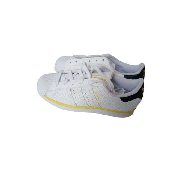 adidas Shoes - Adidas Originals Women’s 6 Superstar White/yellow Stripes Athletic Shoes